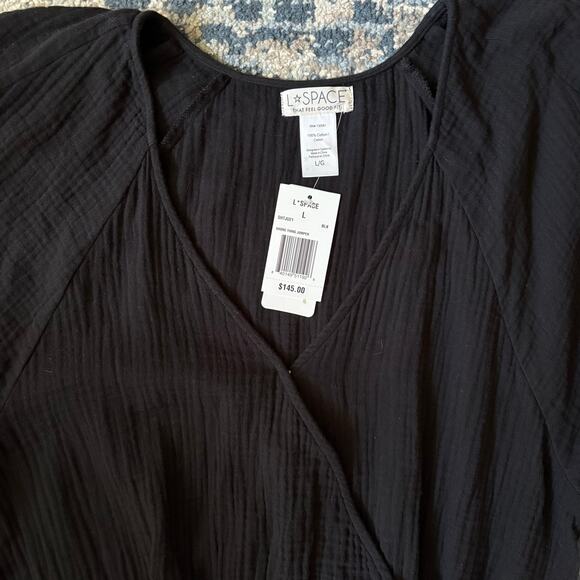 L*Space Black Shore Thing Lightweight Gauzy  Relaxed Jumpsuit Large - Picture 7 of 9